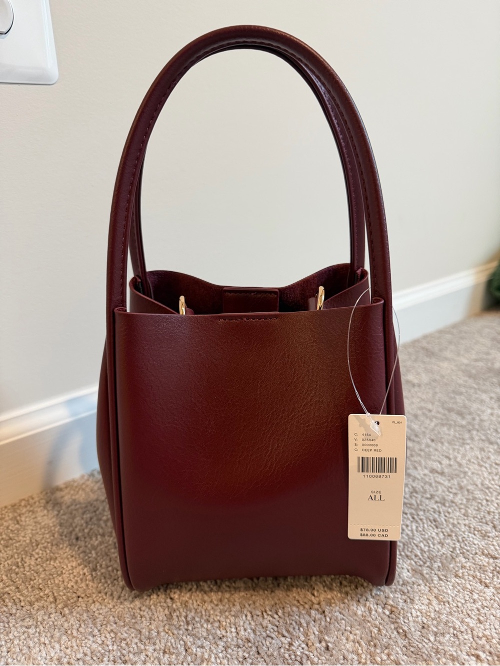 Anthropologie Small Structured Tote in Wine